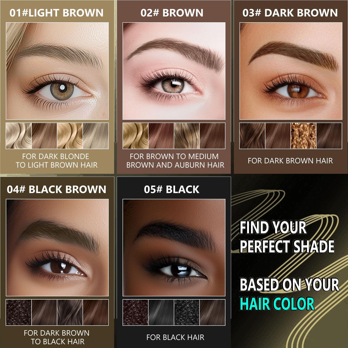 Yulinlon 2-in-1 Double Head Eyebrow Pen and Gel, Waterproof Brow Makeup with Dual-Ended Applicator (3#Dark Brown)