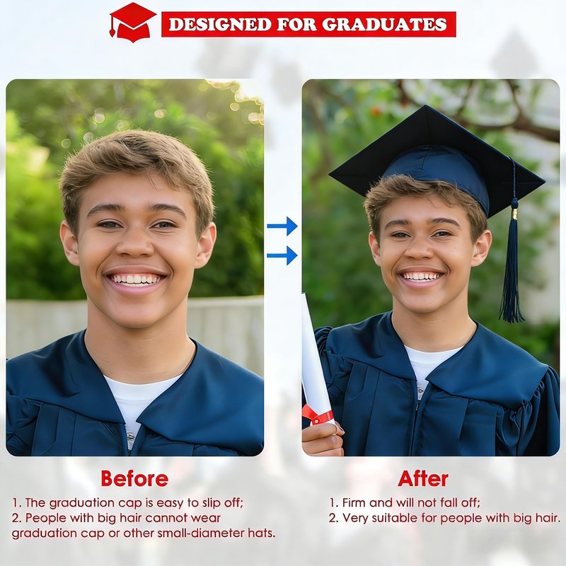 LEMKONTARY Graduation Cap Headband, Non-Slip Holder for Graduation-Ceremony, Comfortable Cap Retainer for Graduates, Students for Photo Prop & Commencement