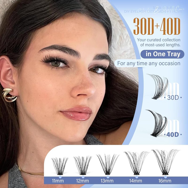 Pawotence Lash Clusters - 200pcs Individual Eyelash Extensions | 30D & 40D, 11-16mm for Self Application
