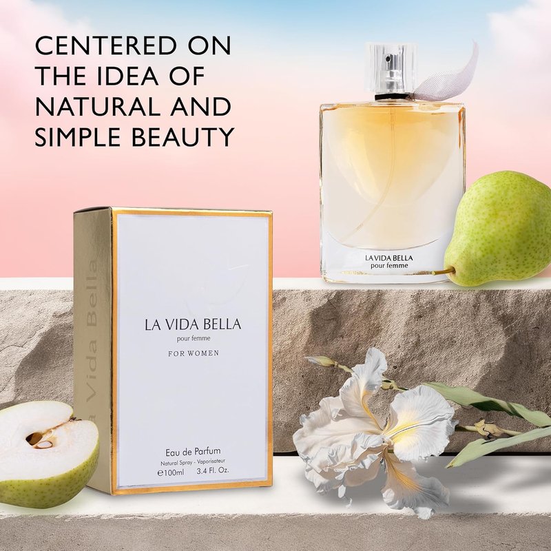 La Vida Bella Eau De Parfum for Women 3.4 Fl Oz- Floral Fruity Fragrance - Rich & Elegant Aroma - Scents of Iris, jasmine & Orange Blossom - Warm & Powdery Base of Almond - 100ml Bottle for Daily Wear