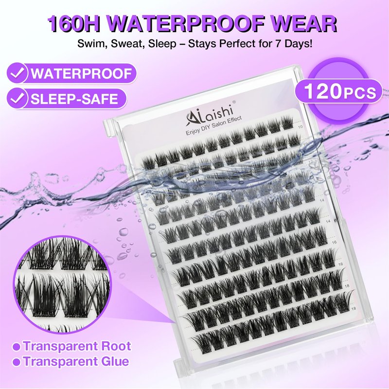 No Glue Needed Lashes, Self Adhesive Eyelashes, DIY Lash Cluster Eyelash Extensions Kit 10‑18mm,120pcs Fluffy D Curl Soft Natural Lashes with Tweezers–Fake Cat Eye Wispy Individual Clusters(NGT501)