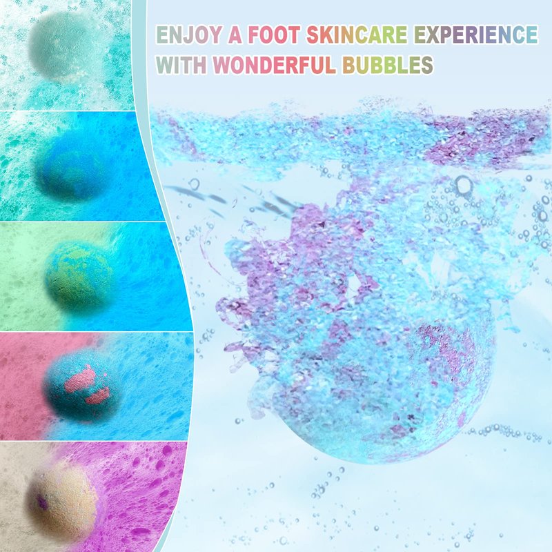 HOSPAN Organic Foot Bath Bombs Gift Set, 12 Essential Oil Rich Foot Soak for Mom and Dad, Handmade Foot Spa Bomb with Wonderful Bubbles, Great for Soothes Sore Tired Feet, Dry Feet Moisturize
