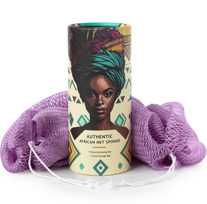 African Net Sponge Authentic - Real African Exfoliating Body Scrubber Sponge with Knots - Shower Washcloths for Exfoliator - Body Care Bathing Accessories
