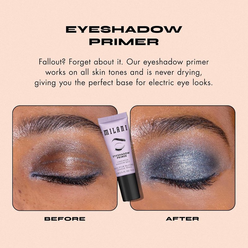Milani Eyeshadow Primer - Clear Lightweight Base for Crease-Proof Longwear - Vibrant Color Prep - 1 Pack