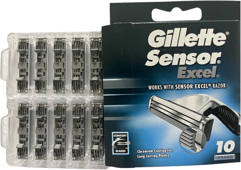 Gillette Sensor Excel Razor Blades - 50 Count Pack (5 x 10 Blades) for a Smooth Shave