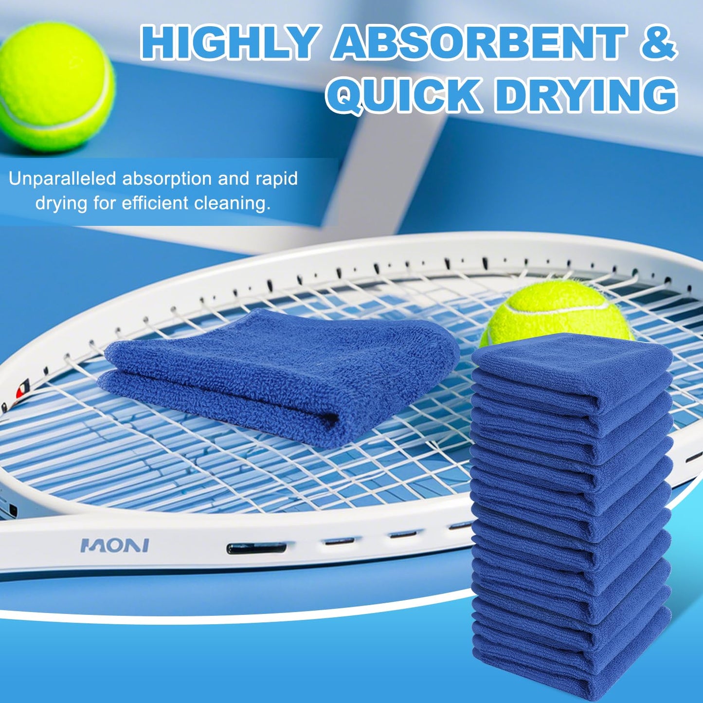 Keith Lun 6 Pack 100% Cotton Wash Cloth, 12x12Inch Highly Absorbent and Soft Feel Fingertip Towels, Machine Washable Washcloths for Bathroom, Gym, Hotel, Spa and Kitchen, Blue