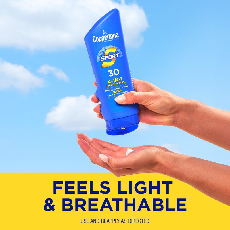 Coppertone Sport Sunscreen Lotion SPF 30, Sweat, Heat and Water Resistant Sunblock, Lightweight, Oxybenzone Free, Sunscreen Twin Pack, 7 Fl Oz Bottle, Pack of 2