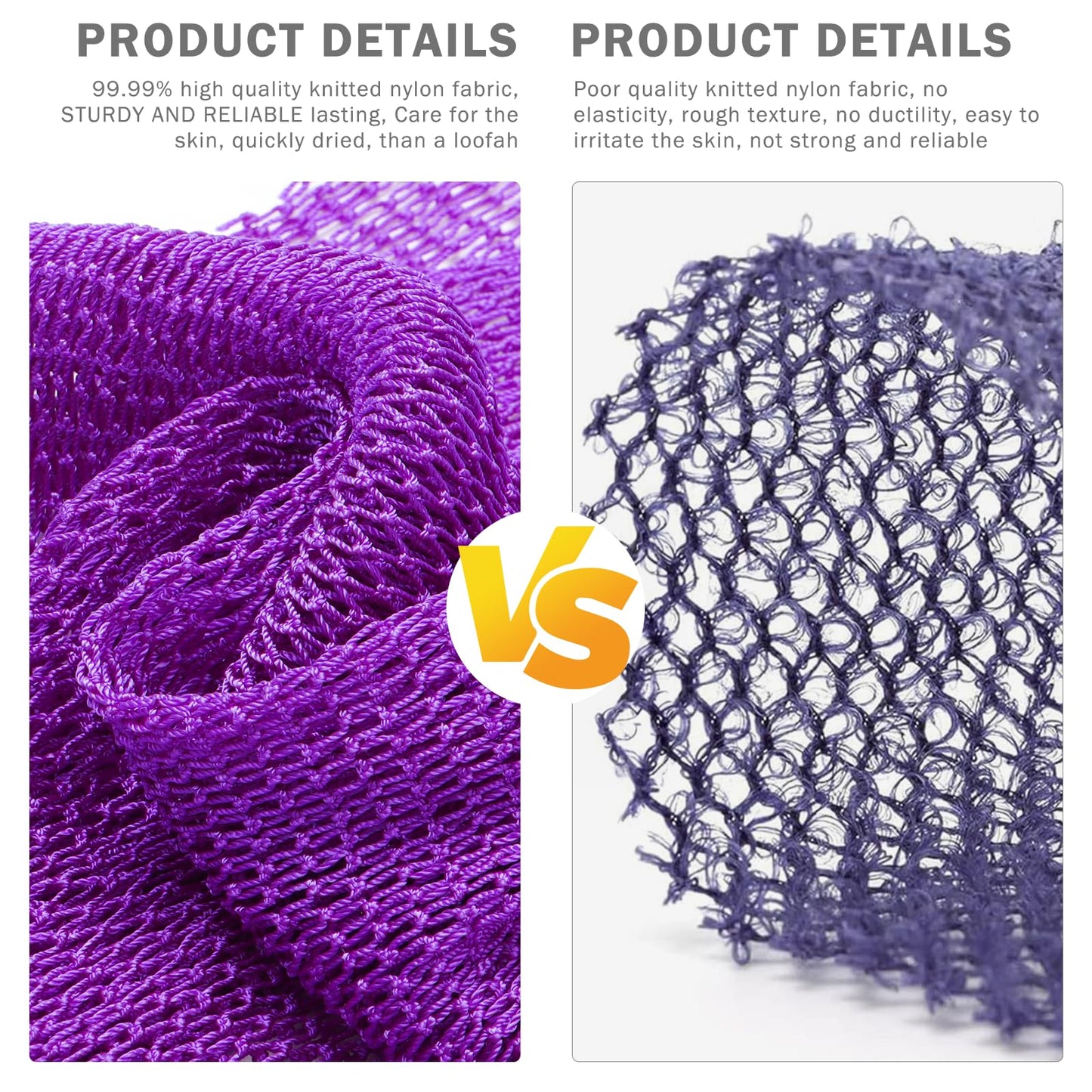 UJFQBH Authentic African Net Sponge - 2 Pcs Natural Exfoliating Net Scrubber, Gentle for Sensitive Skin, Deep Clean Body, Back & Legs, Fast Drying & Odor-Free（Rose Red & Purple）