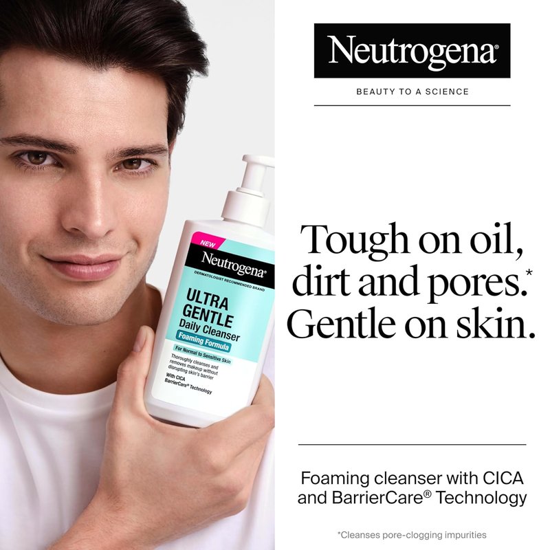 Neutrogena Ultra Gentle Foaming Facial Cleanser - Fragrance-Free Hydrating Face Wash for Sensitive Skin | 16 Fl Oz