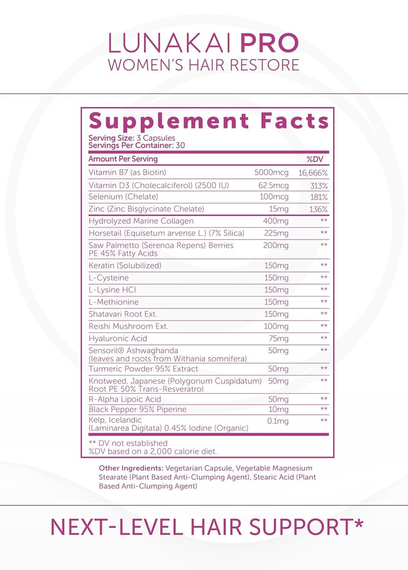 Hair Growth Supplement for Women - Advanced 20 Nutrient Formula with Marine Collagen, Biotin & Keratin - 90 Capsules for Thicker Strands