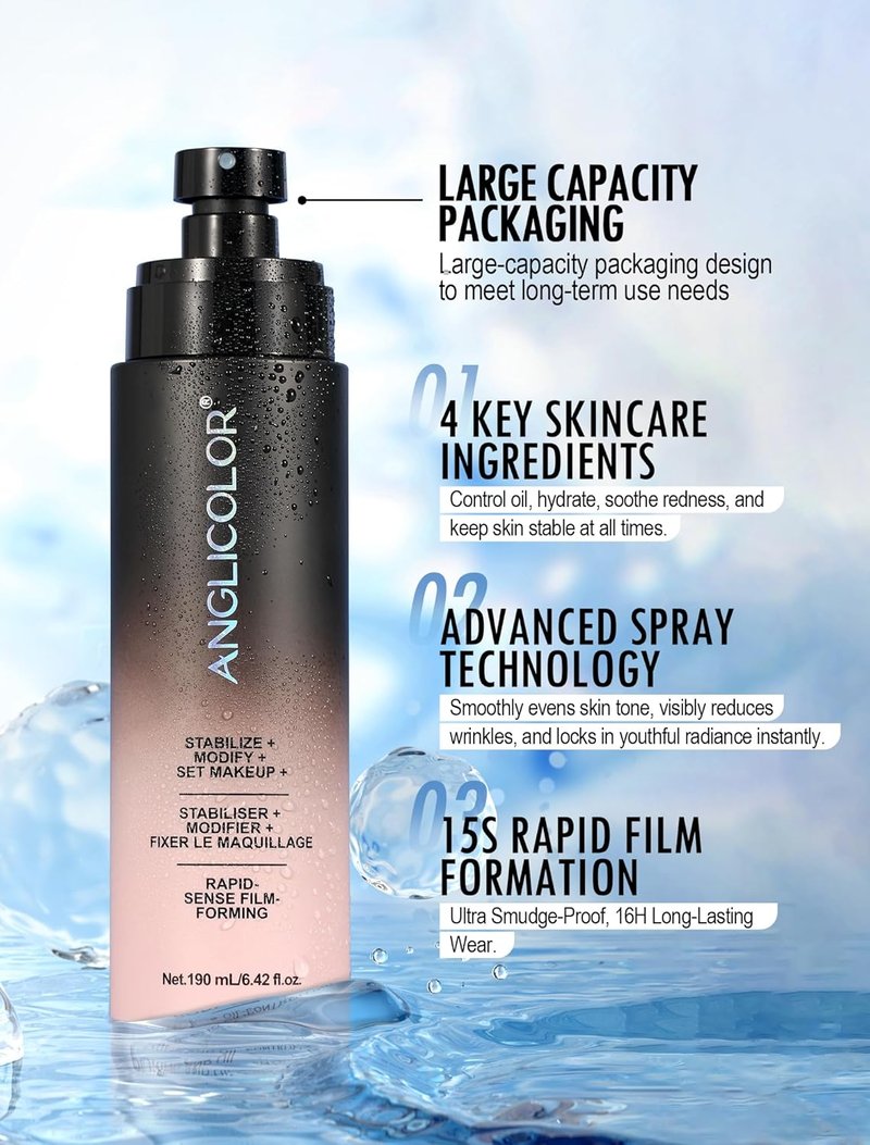 Anglicolor Matte Setting Spray - Long Lasting Face Mist for Oil Control | 6.42 Fl. Oz Hydrating Formula