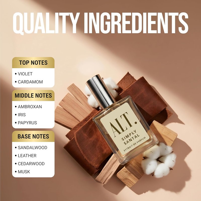 ALT. FRAGRANCES Simply Santal - Inspired by Santal 33 Perfume, Unisex Perfume, Extrait de Parfum, Long Lasting Fragrance, Sandalwood Leather Scent, 60ml