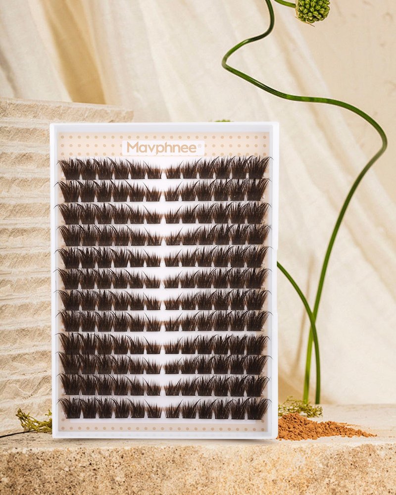Brown Lash Clusters Pre-Mapped Eyelash Clusters Cat Eye Cluster Eyelash Extensions Fairy Wispy Cluster Lashes CC Curly Wet Look Individual Lashes Extensions 144Pcs 6-14MM Fox Eye Lashes Clusters