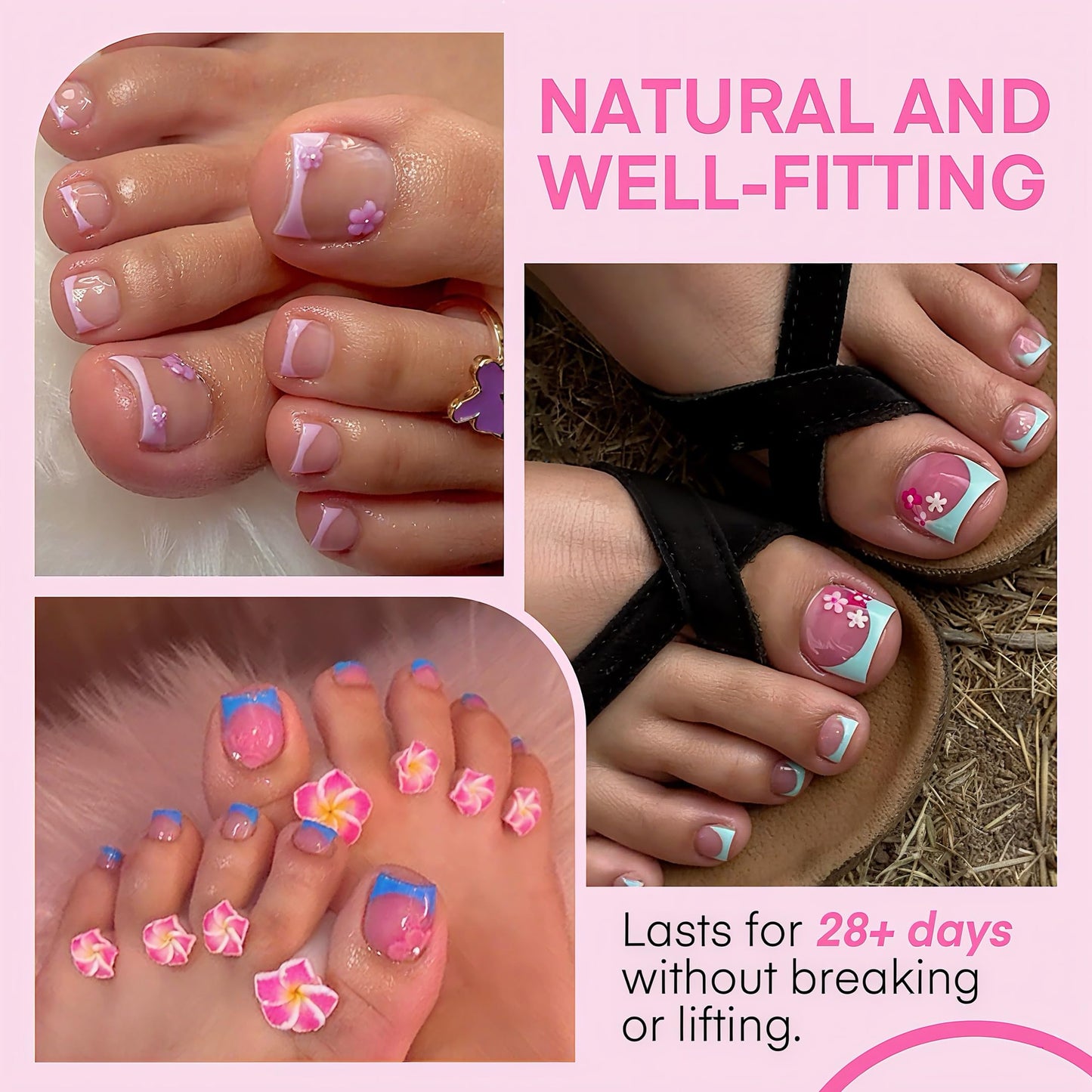 UNA GELLA Square Toe Nail Tips For Big Toe, 504Pcs 15Sizes Soft Gel Full Cover Toe Nail Tip Pre-buff Fake Acrylic Toes Nail Press Ons Soak Off Pedicure For Nail Extensions Home DIY Nails Salon