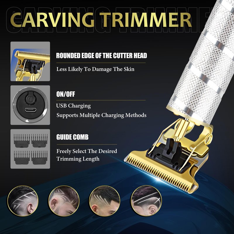 Hair Clippers for Men with LED Display, 4-Piece Cordless Grooming Kit with Hair Clipper, Beard Trimmer, Foil Shaver & Nose Trimmer, Complete Set for Home Barber