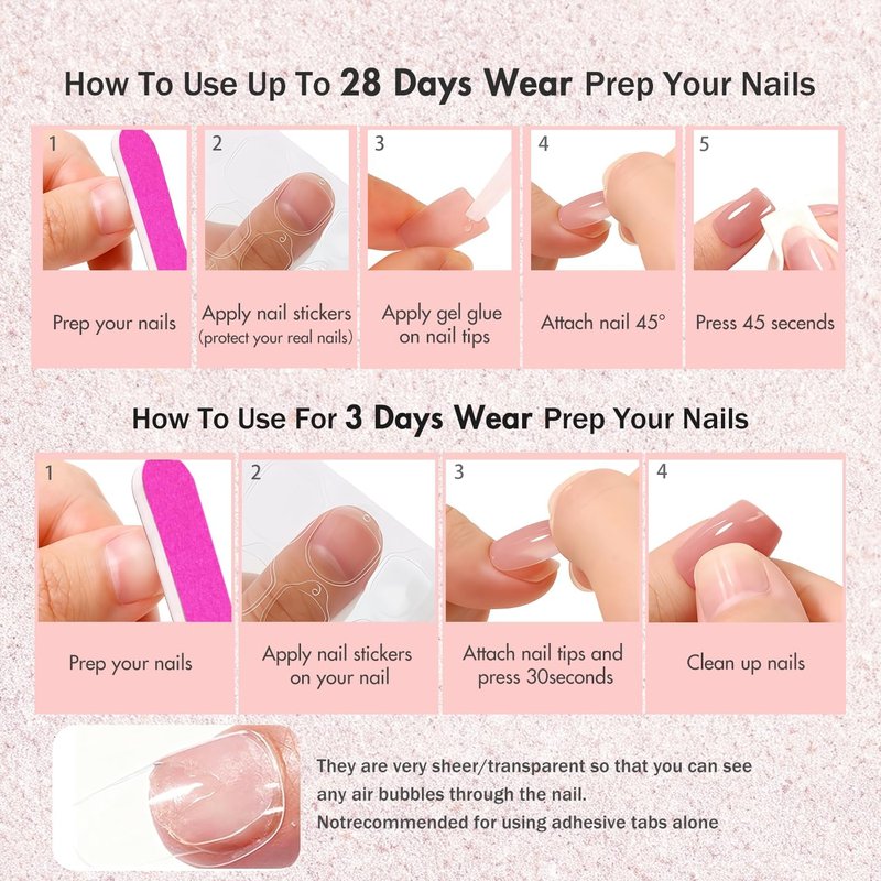 KXAMELIE Press On Nails Short Medium - Square French Tip Press On Nails with Glue, Natural Nude Fake Nails in 15 Sizes - 30 Soft Gel Glue on Nails Kit for Women, Supremely Fit, Elegant White French