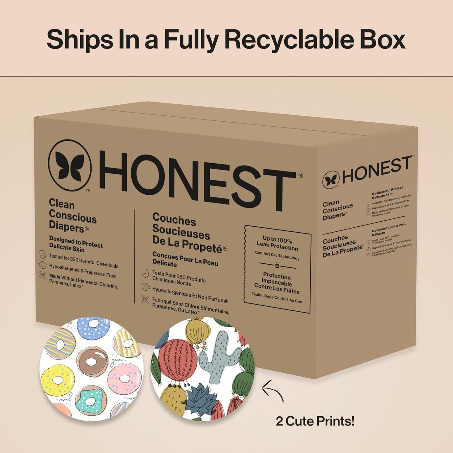 The Honest Company Comfort Dry Disposable Diapers - Hypoallergenic & Fragrance-Free | Size 4 (22-37 lbs), 104 Count