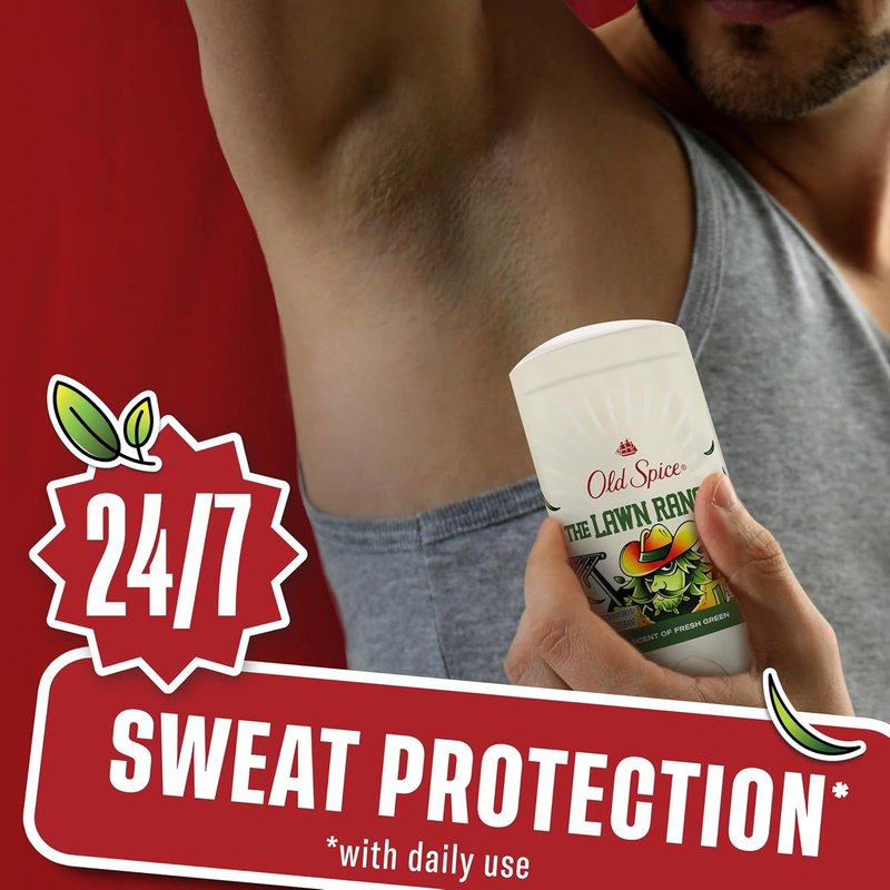 Old Spice Dry Feel Antiperspirant Deodorant for Men, Summerdudes, 24/7 Sweat & Odor Protection, 24/7 Sunny Freshness & Long Lasting Scent, Invisible Solid, Lawn Ranger with Fresh Green Scent, 2.6 oz