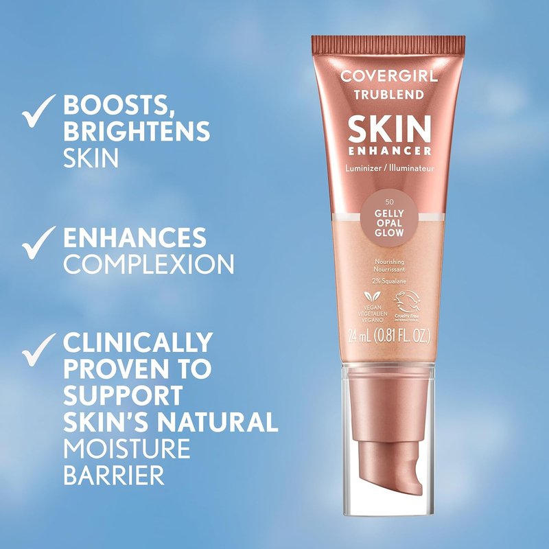 CoverGirl TruBlend Skin Enhancer - Opal Glow Luminizer for All Skin Tones | Vegan Water-Based Formula, 0.81oz