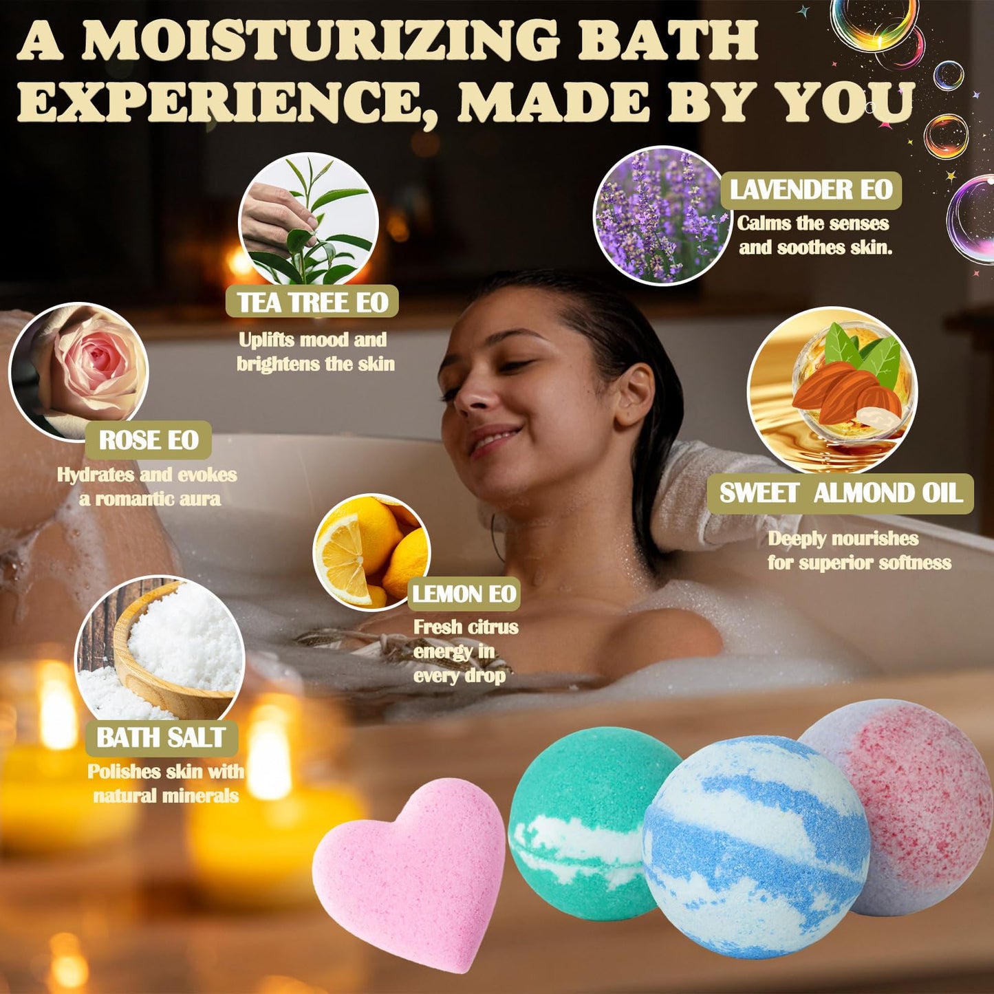 THALUNA Bath Bomb Making Kit, DIY Bath Bomb Kit for Adults & Teens, Make Your Own Bath Fizzy with Bath Bomb Molds, Essential Oils, Relaxing Bath Time Home Creative Spa Gift for Her, Women