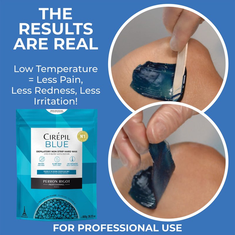 Cirepil - Blue - 800g / 28.22 oz Hard Wax Beads Bag - Face & Body Wax, Unscented & No Strip Needed - Perfect for Sensitive Skin & Brazilian Waxing - Fluid Gel Texture, Easy Hair-Removal