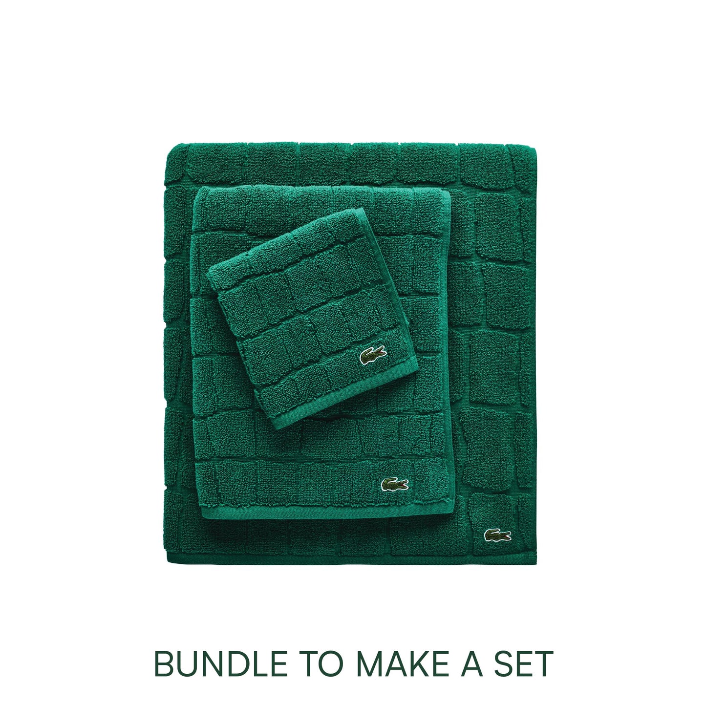 Lacoste Croc Scale 100% Cotton Bath Towel – Highly Absorbent, Ultra Soft & Quick Drying Luxury Jacquard Towel with Embroidered Crocodile, Premium Bathroom Essential, Croc Green, 13" x 13"