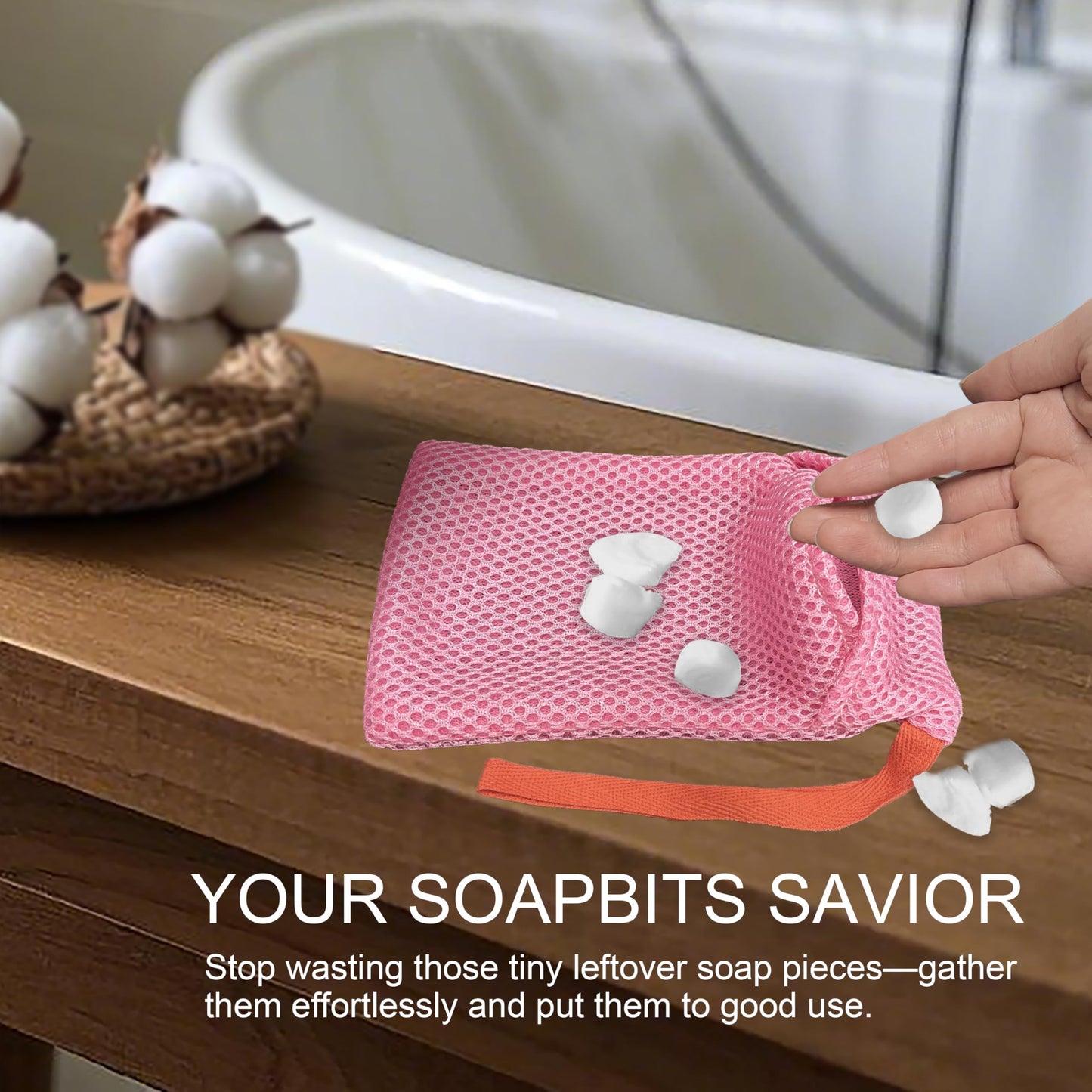 Beiskll 2 Pack Soap Bag Gentle Exfoliating,Bar Soap Pouch Saver Pocket,Body Scrubber Shower Bath Sponge Loofah (Pink)