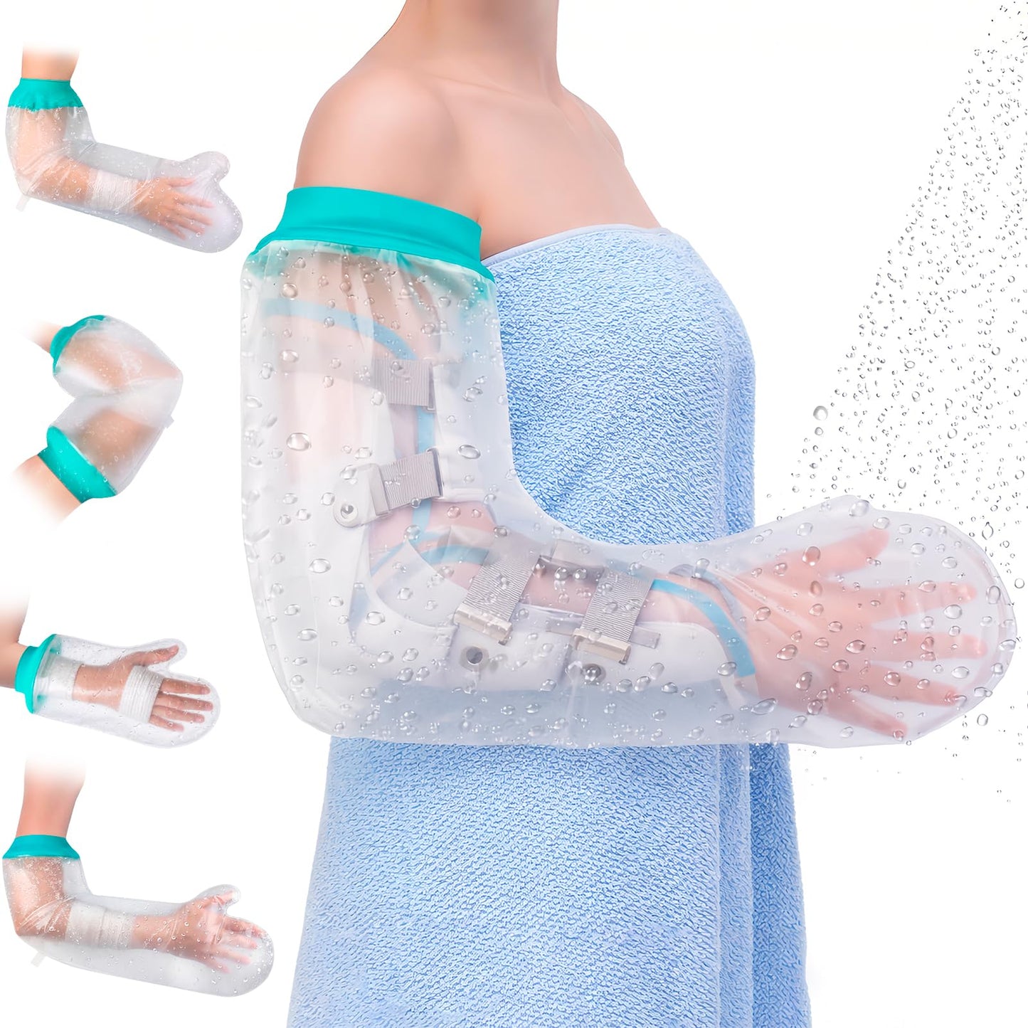Waterproof Cast Covers for Shower Arm, Reusable Soft Adult Long Arms Protector Bag after Surgery, Comfortable Durable Showering Sleeve for Wound Hands/Wrist/Elbow/Finger, Recovery Supplies Gifts
