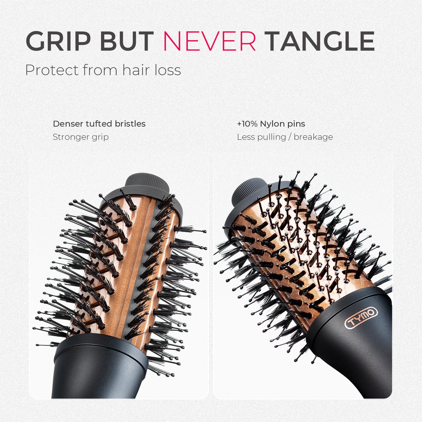 TYMO 2.0 Hair Blow Dryer Brush - Blowout Hot Air Brush, One Step Volumizer, Upgraded 2 Inch Oval Barrel Roller Curling Styler, 3X Faster Drying, 0.6 lb Lightweight, Straightener Curling in One, Black