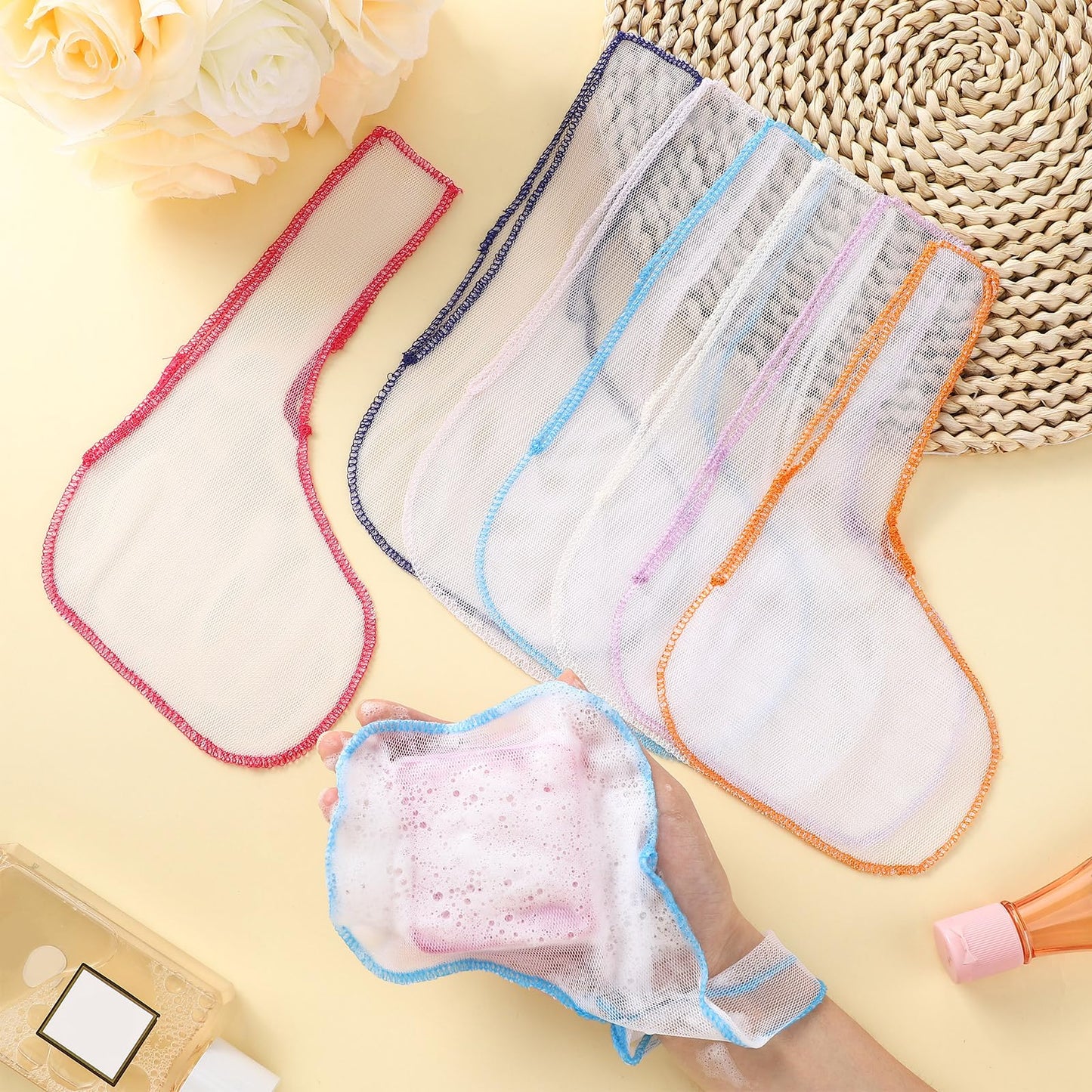 Cosblank 8 Pcs Soap Bar Saver Bag to Preserve Soap Mesh Pouch for Shower Body Wash Conditioner Shampoo Bar Holder, 8 Colors