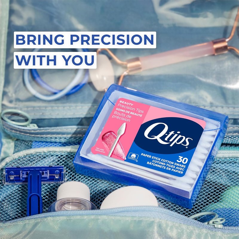 Q-tips Cotton Swabs - Precision Tips for Travel | 10-Pack of Essential Beauty & Personal Care Items