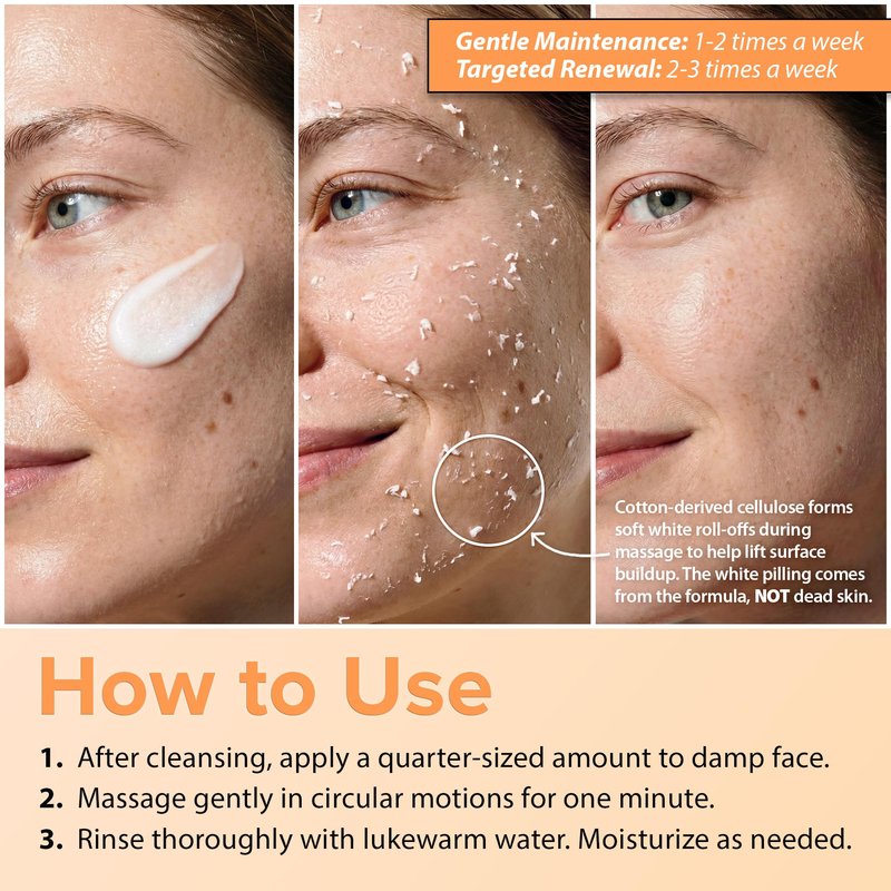 Ebanel Brightening Peeling Gel with Cotton Cellulose, Rice, Papaya, Centella, Hyaluronic Acid for Face and Body, Gentle Exfoliating Face Scrub Gel Peel Wash, Deep Pore Cleanser Minimizer Exfoliator