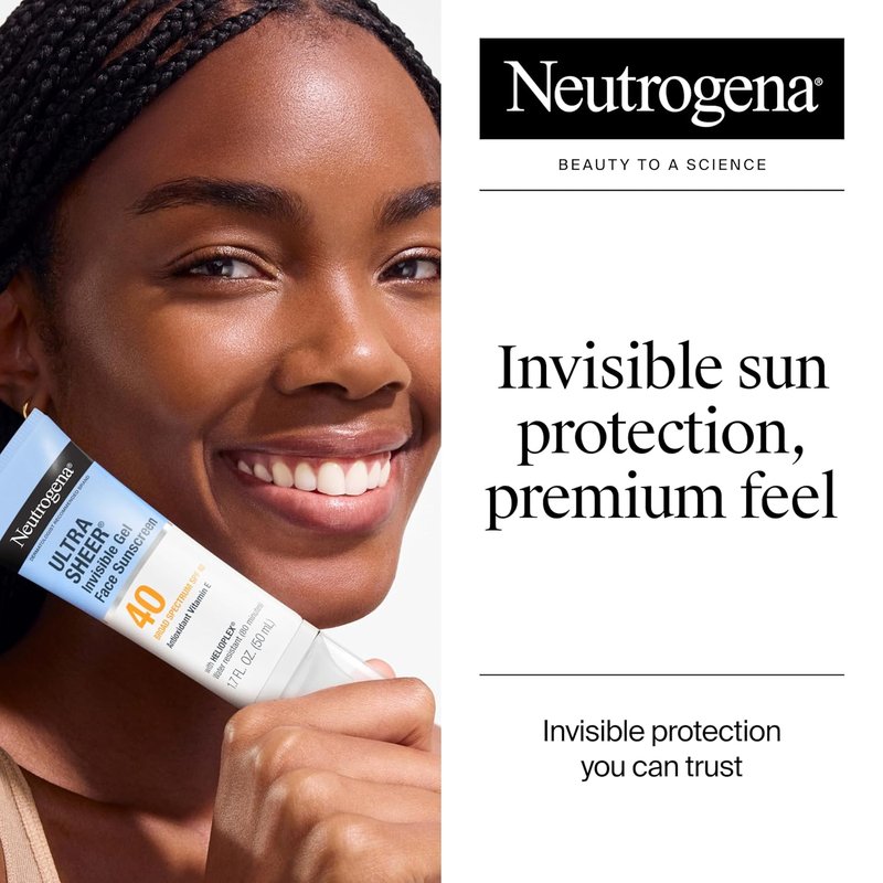 Neutrogena Ultra Sheer Face Sunscreen Gel SPF 40 - Matte Finish, Moisturizer & Makeup Primer, 1.7 oz