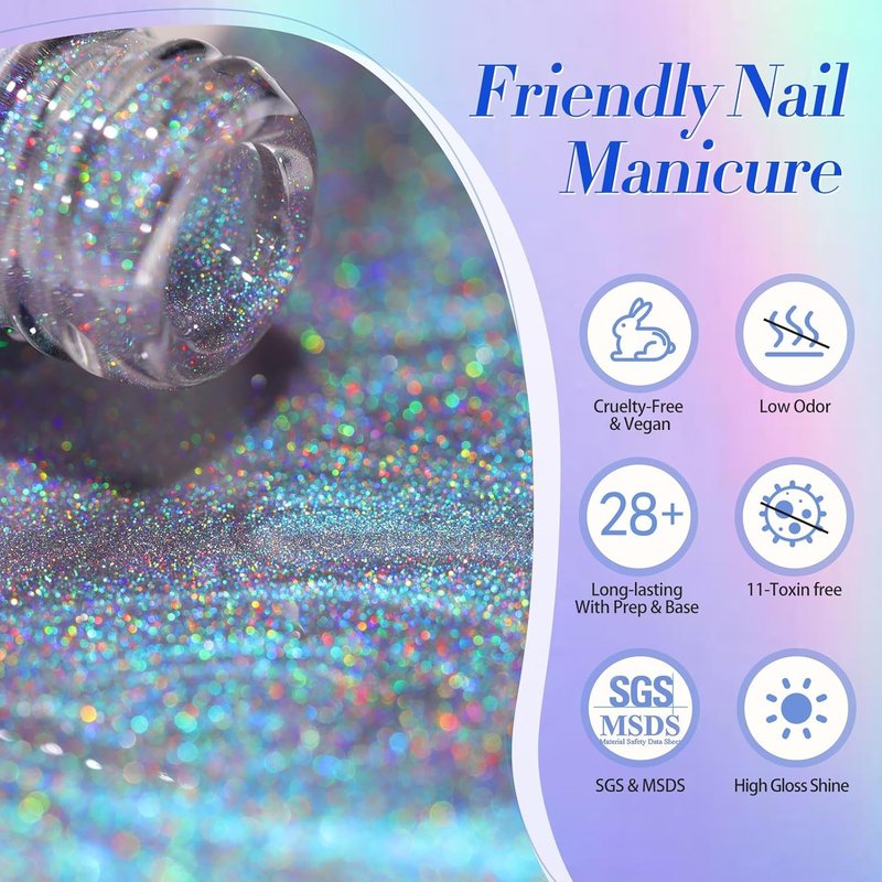 9D Cat Eye Magnetic Gel Nail Polish - Holographic Rainbow Colors | Blue & Purple, 15ML for Stunning Nail Art
