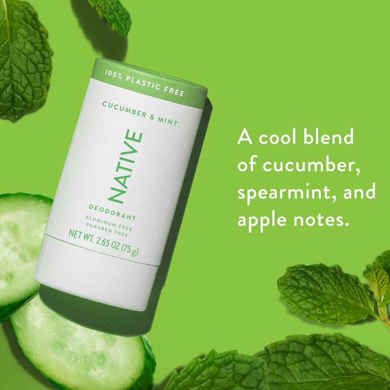 Native Plastic Free Deodorant Contains Naturally Derived Ingredients, 72 Hour Odor Control | Deodorant for Women and Men, Aluminum Free with Baking Soda, Coconut Oil and Shea Butter | Cucumber & Mint
