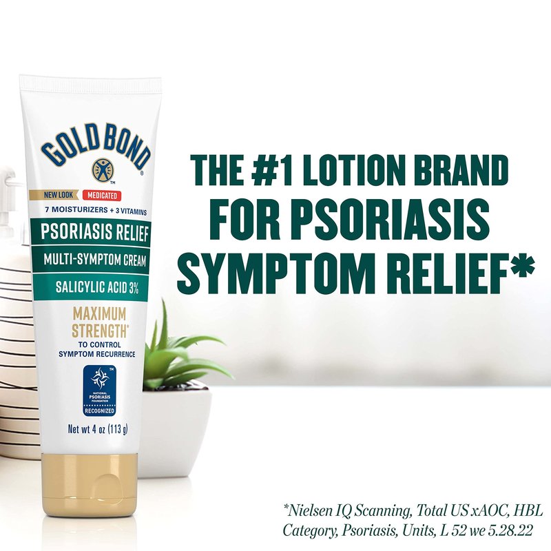 Gold Bond Multi-Symptom Psoriasis Relief Cream, 4 oz., Irritated, Scaling Skin, and Itchy Skin Relief