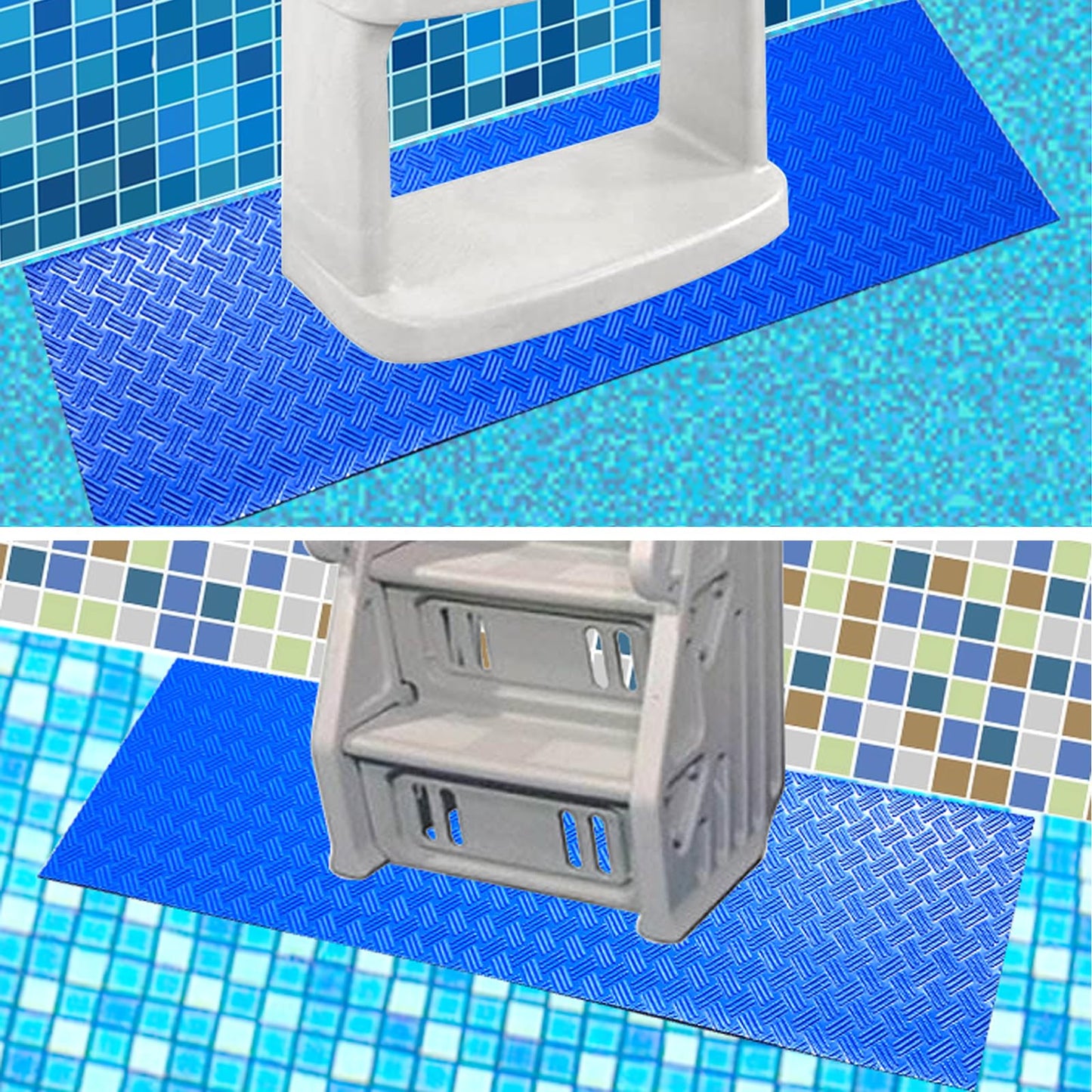 SKARUMMER Swimming Pool Ladder Mat - Protective Pool Ladder Pad Step Mat with Non-Slip Texture, Blue Medium Pool Step Mat, 36 inch X 9 inch