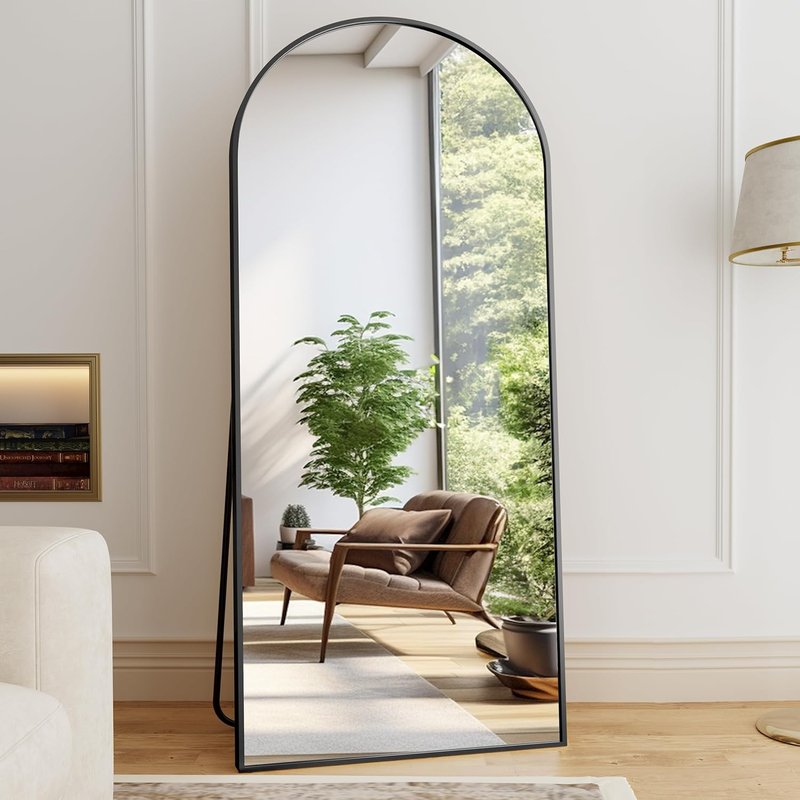 Arched Full Length Mirror - 78"x38" Freestanding Black Aluminum Frame | Perfect for Living Room & Bedroom