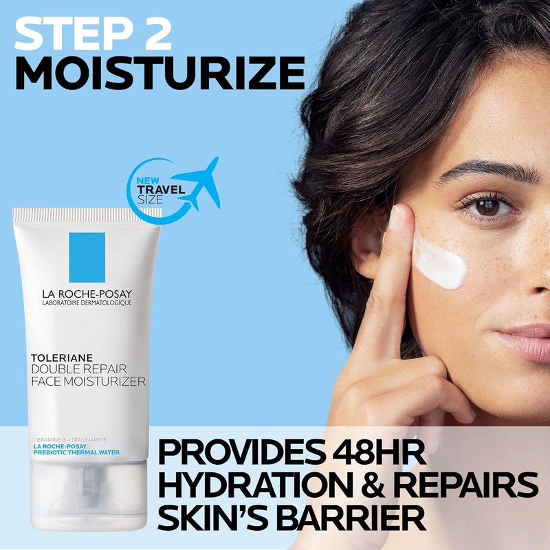 La Roche-Posay Toleriane Hydrating Face Cleanser - Gentle Daily Wash With Niacinamide & Ceramides | For Dry to Normal Sensitive Skin