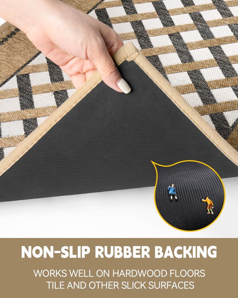 Hargiis Non Slip Mats for Kitchen Floor, Kitchen Mat Machine Washable Buffalo Plaid Kitchen Rugs Washable for a Stylish and Comfortable Kitchen (Plaid Black, 32" x 20")