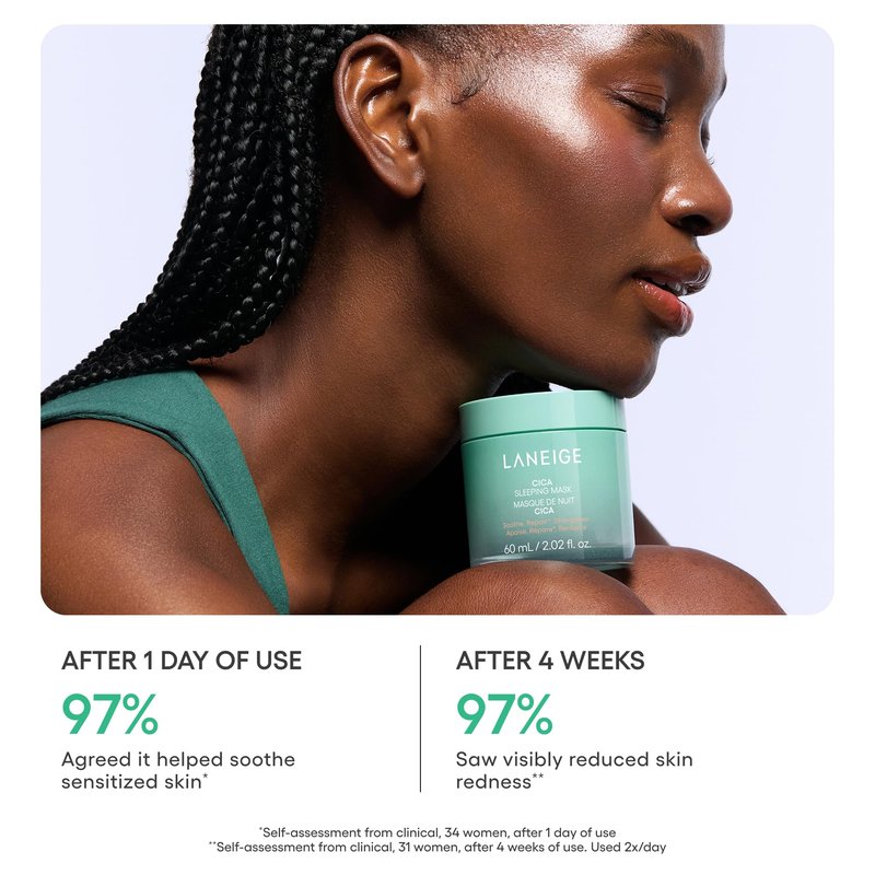LANEIGE Cica Sleeping Mask: Korean Sensitive Skin Overnight Hydrating Balm Cream Face Mask with Centella Asiatica for Soothing Nourishment & Barrier Repair | Korean Skin Care