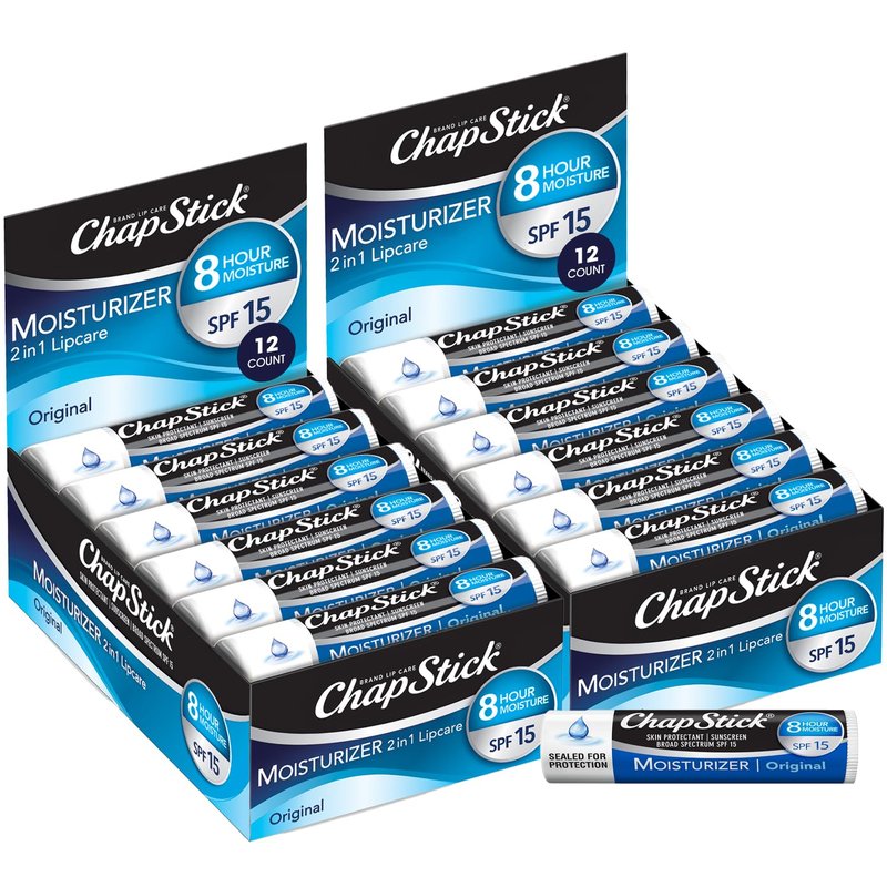 ChapStick Skin Protection Sunscreen Moisturizer, Original SPF 12 0.15 oz (Pack of 24)