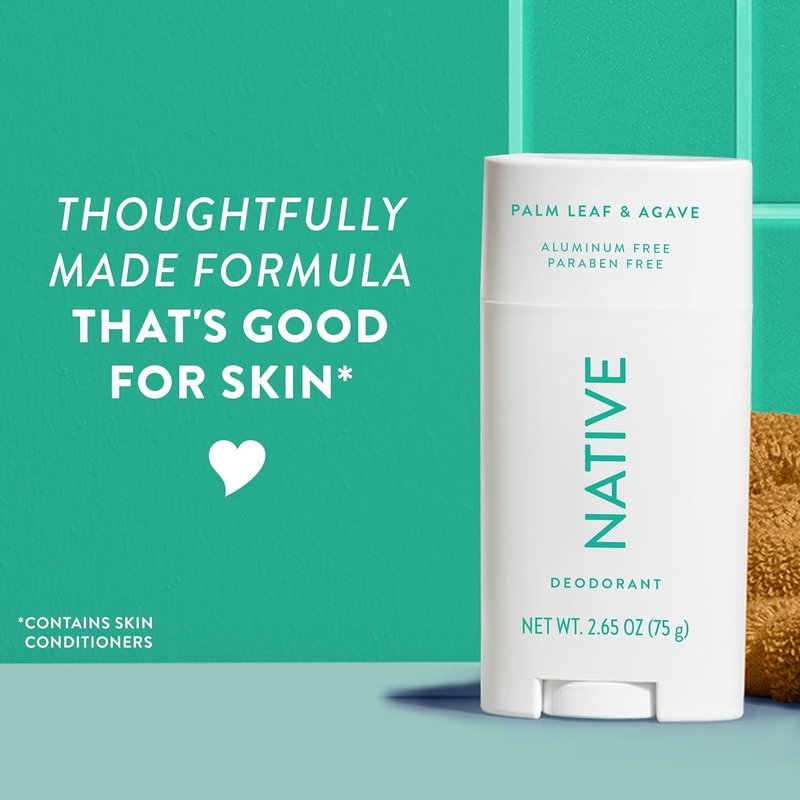 Native Deodorant Contains Naturally Derived Ingredients, 72 Hour Odor Control, Deodorant for Women and Men, Aluminum Free, Palm Leaf & Agave 2.65oz