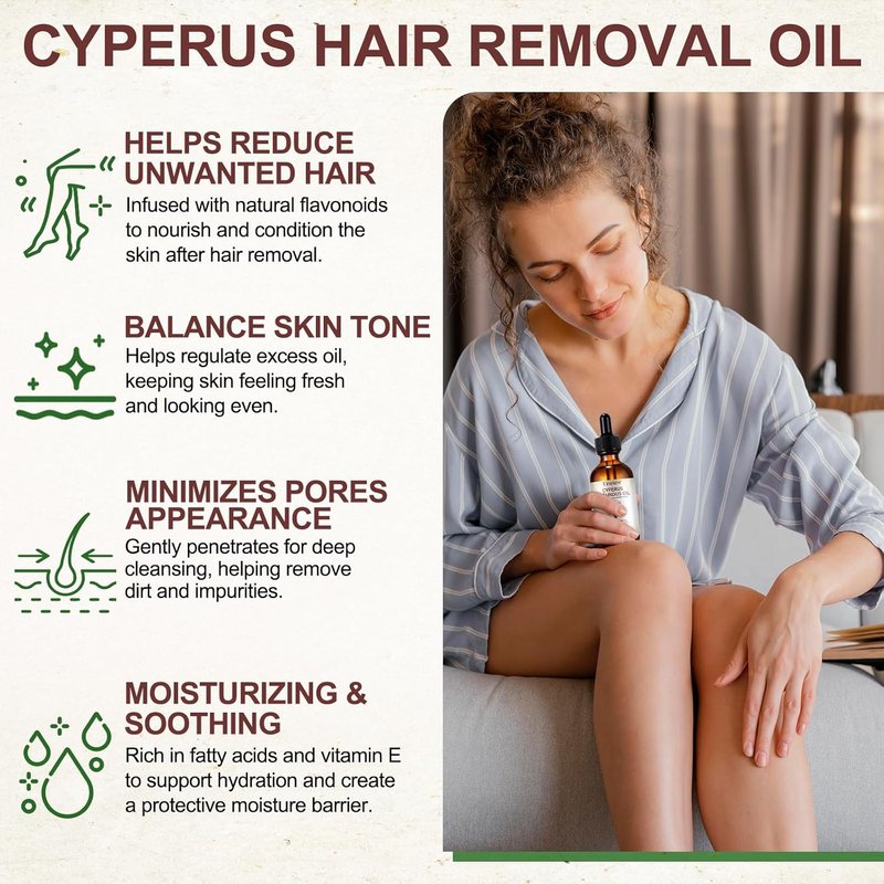 Cyperus Rotundus Oil - Natural Hair Removal Solution | Reduces Unwanted Hair Growth & Soothes Skin - 3 Pack