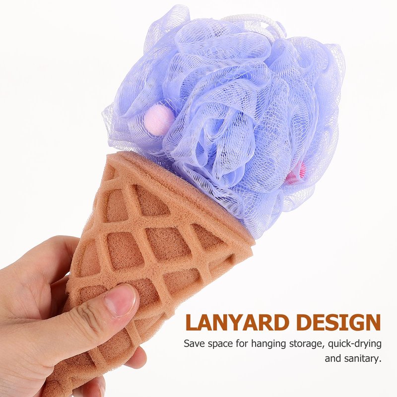 Healvian 2pcs Kids Bath Shower Sponge, Cream Bath Sponge,Body Scrubber Exfoliating Loofah for Spa and Shower,Cute Cone e for Kids,Exfoliator-ing Accessories