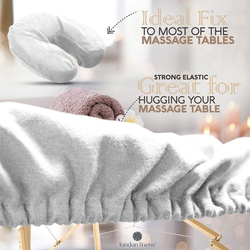 London Linens Extra Thick Massage Table Sheets Set - 100% Natural Cotton Flannel | White 3-Piece Set