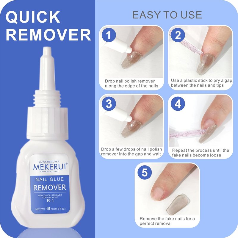 Mekerui Nail Glue Gel Set - Super Strong & Long-Lasting 30+ Days | Quick Glue Remover Included
