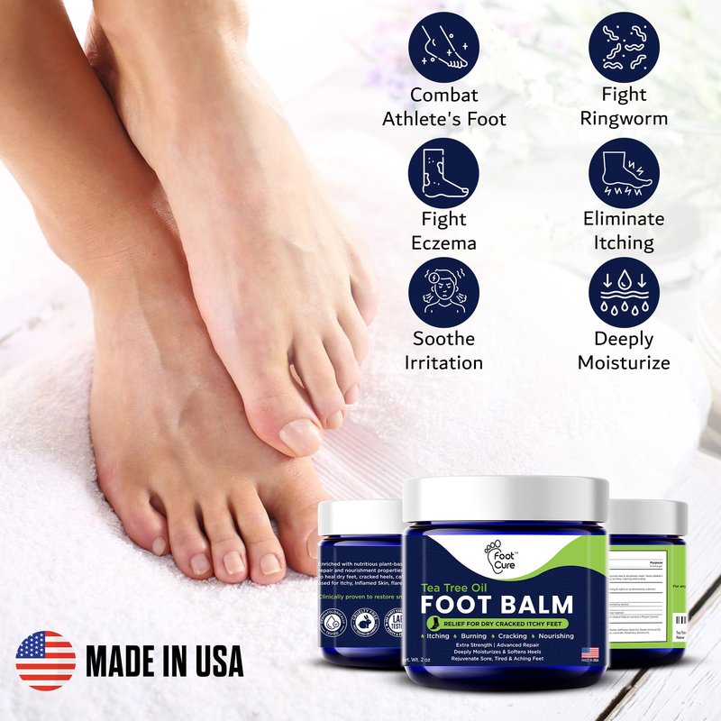 Antifungal Cream - For Itchy Feet and Skin Fungus Relief - Extra Strength Treatment for Athlete’s Foot, Ringworm, and Jock Itch. Moisturizer for Dry Cracked Feet infused with Tea Tree Oil Made in USA