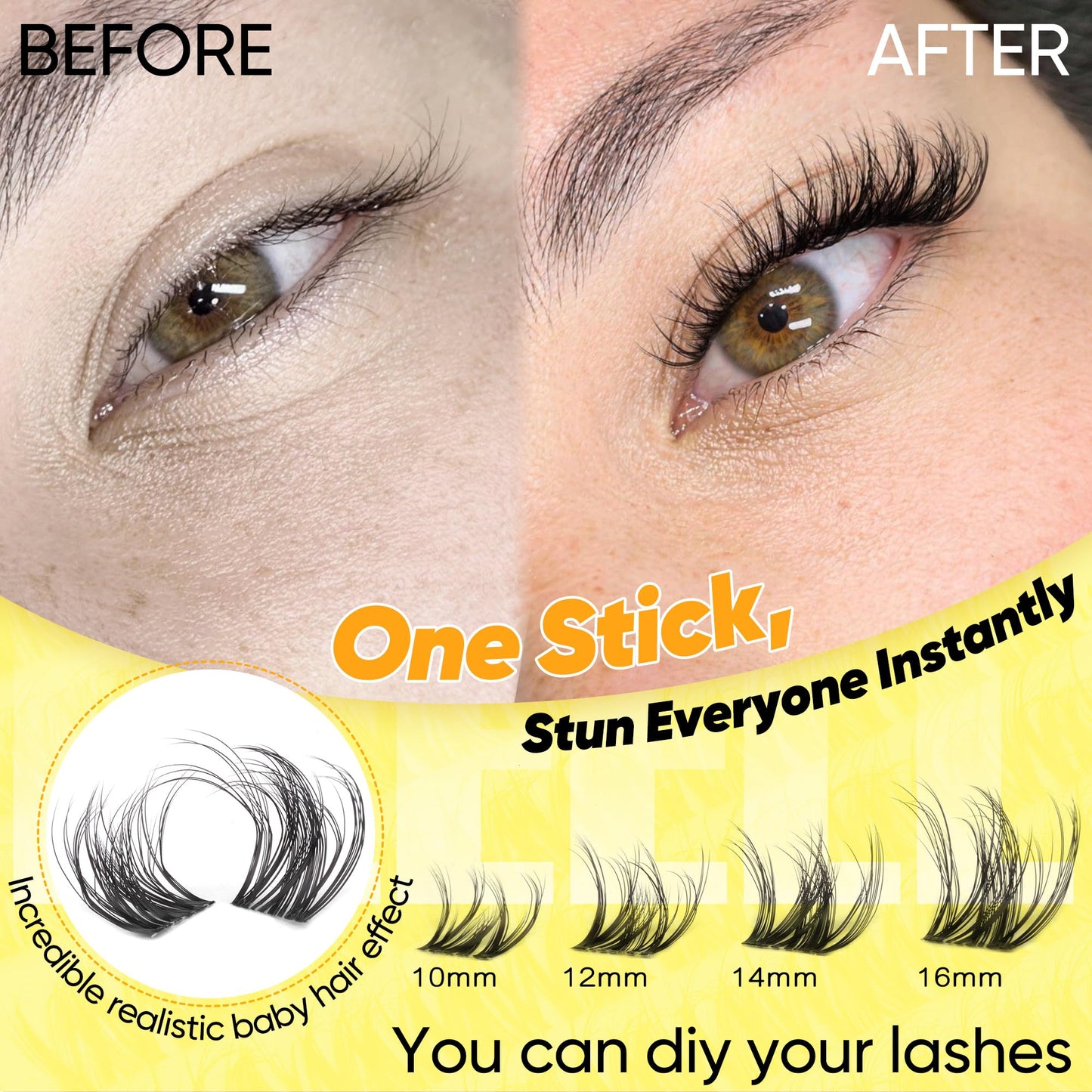 Spider Lash Clusters Wispy Cluster Eyelash Extensions 10-16MM D-Curl Lashes Clusters Natural Eyelash Clusters Fluffy Cluster Lashes with Thin&Clear Band Seamless Blend Lash Extensions by Pleell