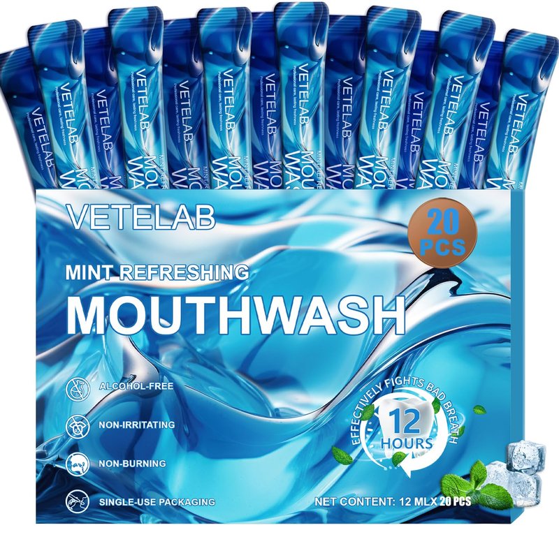 Portable Travel Size Mouthwash Packets - Mini Mint Mouthwash for Adults, Alcohol & Fluoride-Free, Freshens Breath for 12 Hours, Perfect for Date, Office, or Travel (Pack of 20)